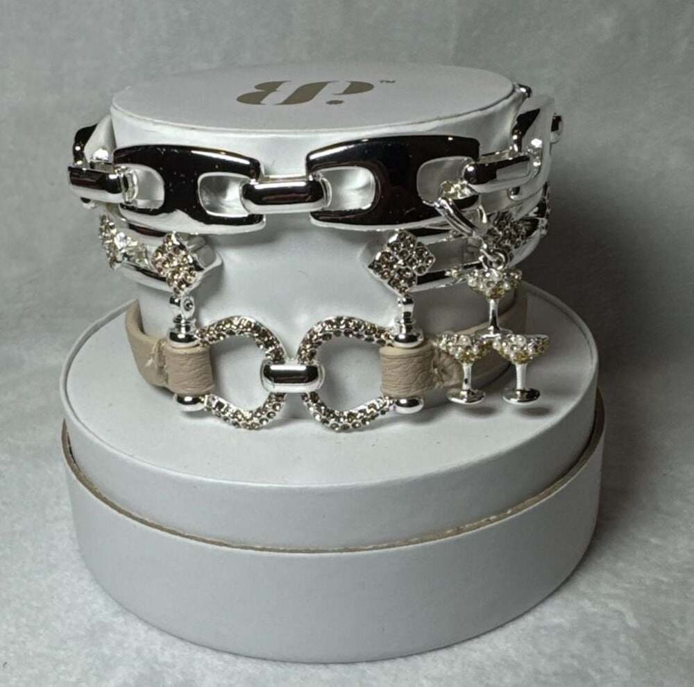 Bomb Party 'Cheers To The Good Life' Silver Plated Stack with Champagne Tower